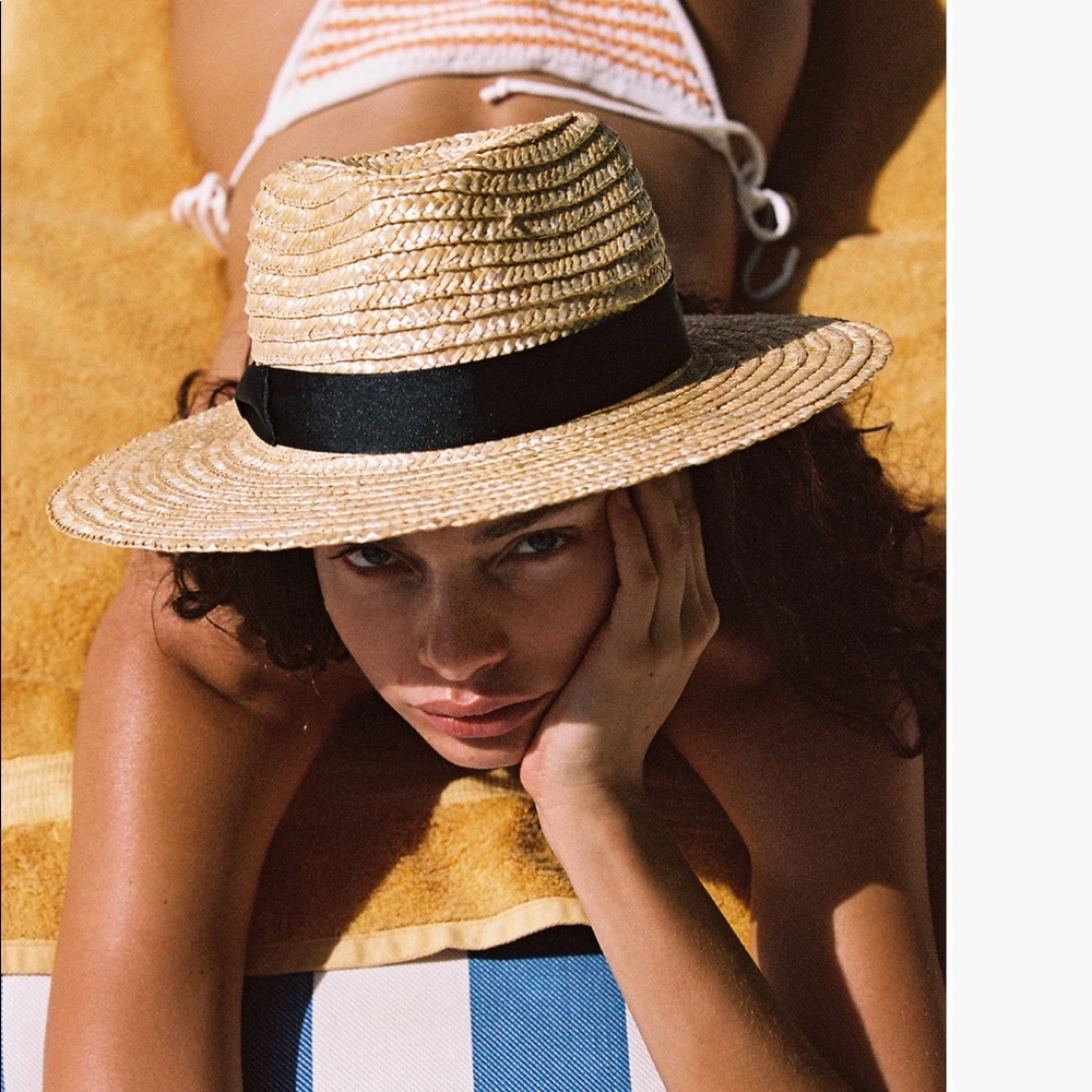 Lack Of Color Straw Hat with Black Band